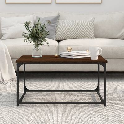 vidaXL Coffee Table Brown Oak 80x50x40 cm Engineered Wood and Iron