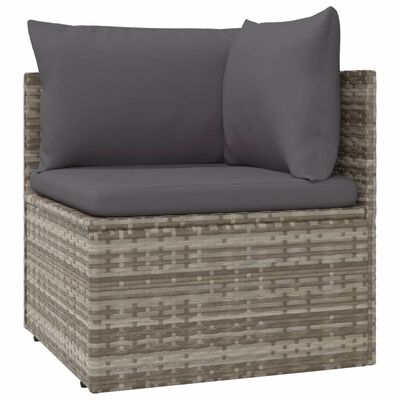 vidaXL 11 Piece Garden Lounge Set with Cushions Grey Poly Rattan