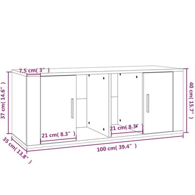 vidaXL TV Cabinet Sonoma Oak 100x35x40 cm Engineered Wood