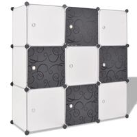 vidaXL Storage Cube Organiser with 9 Compartments Black and White