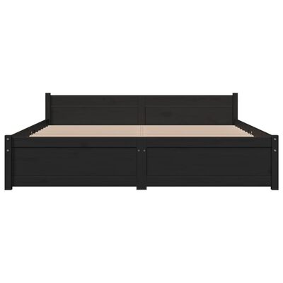 vidaXL Bed Frame without Mattress Black Solid Wood 150x200 cm King Size