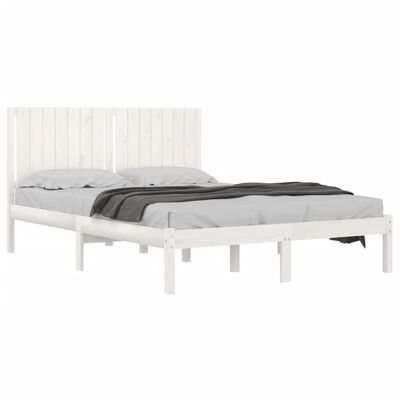 vidaXL Bed Frame without Mattress White 150x200 cm King Size Solid Wood