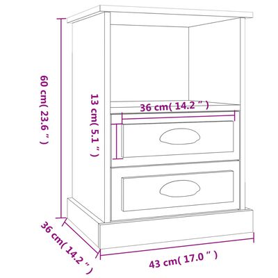 vidaXL Bedside Cabinets 2 pcs Sonoma Oak 43x36x60 cm