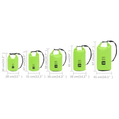 vidaXL Dry Bag Green 15 L PVC