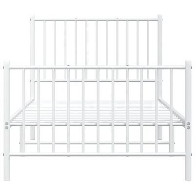 vidaXL Metal Bed Frame without Mattress with Footboard White 90x190 cm Single