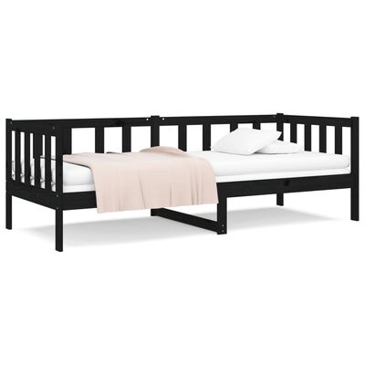 vidaXL Day Bed without Mattress Black 90x190 cm Single Solid Wood Pine