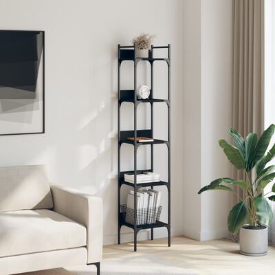 vidaXL Bookshelf 5-Tier Black 35x30x174 cm Engineered Wood