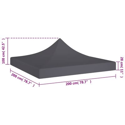 vidaXL Party Tent Roof 2x2 m Anthracite 270 g/m²