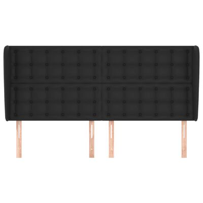 vidaXL Headboard with Ears Black 163 cm Faux Leather