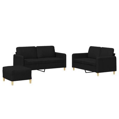 vidaXL 3 Piece Sofa Set with Cushions Black Fabric