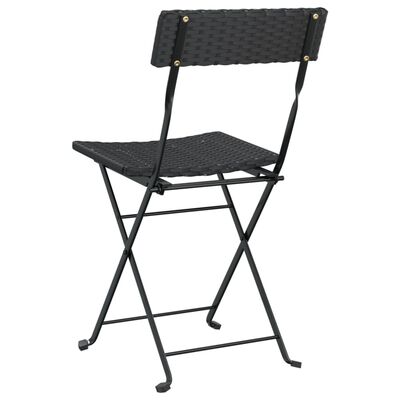 vidaXL Folding Bistro Chairs 4 pcs Black Poly Rattan and Steel