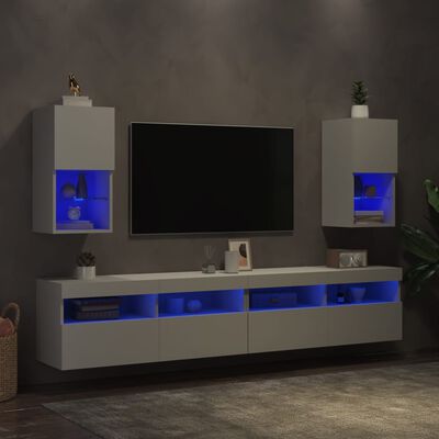 vidaXL TV Cabinets with LED Lights 2 pcs White 30.5x30x60 cm