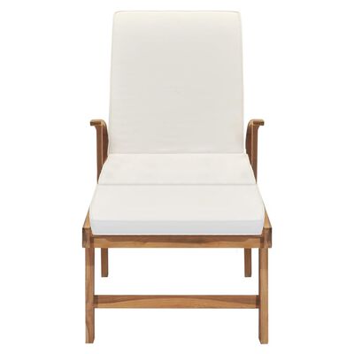 vidaXL Sun Lounger with Cushion Solid Teak Wood Cream