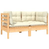 vidaXL 2-Seater Garden Sofa with Cream Cushions Solid Pinewood