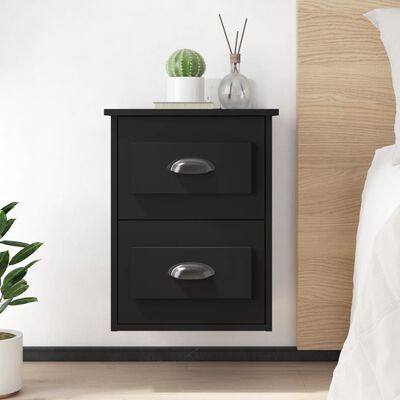 vidaXL Wall-mounted Bedside Cabinet Black 41.5x36x53cm