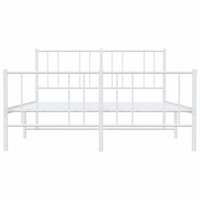 vidaXL Metal Bed Frame without Mattress with Footboard White 135x190 cm Double