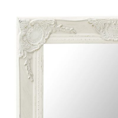 vidaXL Wall Mirror Baroque Style 50x80 cm White