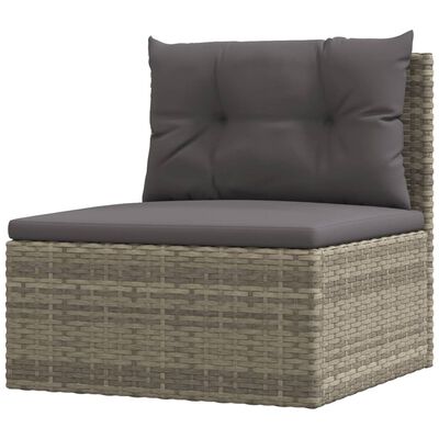 vidaXL 4 Piece Garden Lounge Set with Cushions Grey Poly Rattan