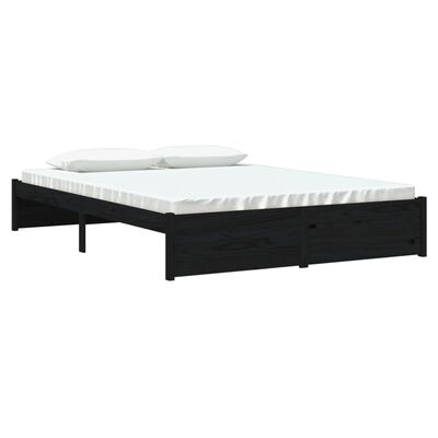 vidaXL Bed Frame without Mattress Black Solid Wood 150x200 cm King Size