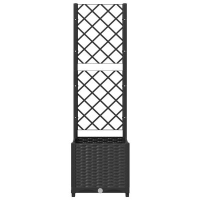 vidaXL Garden Planter with Trellis Black 40x40x136 cm PP