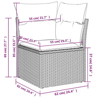 vidaXL 5 Piece Garden Sofa Set with Cushions Black Poly Rattan