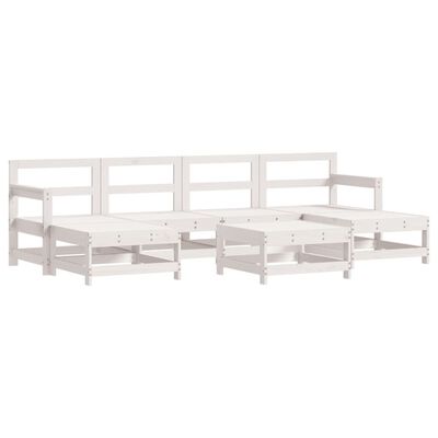 vidaXL 7 Piece Garden Lounge Set with Cushions White Solid Wood