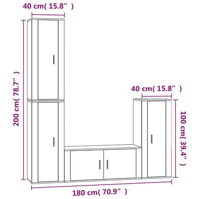 vidaXL 4 Piece TV Cabinet Set High Gloss White Engineered Wood