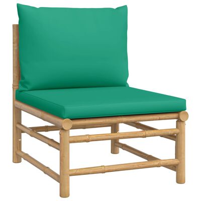 vidaXL 7 Piece Garden Lounge Set with Green Cushions Bamboo