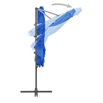 vidaXL Cantilever Garden Parasol with Steel Pole Azure Blue 250x250 cm