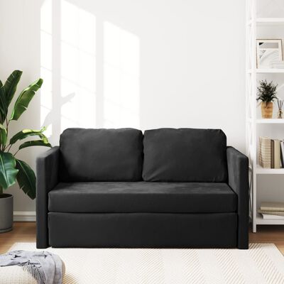 vidaXL Floor Sofa Bed 2-in-1 Black 122x204x55 cm Velvet