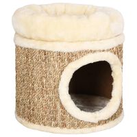 vidaXL Cat House with Luxury Cushion 33 cm Seagrass