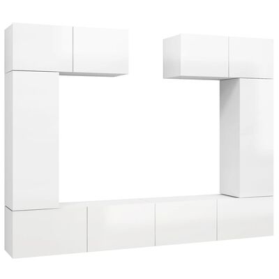 vidaXL 6 Piece TV Cabinet Set High Gloss White Engineered Wood