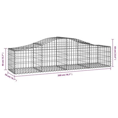 vidaXL Arched Gabion Baskets 13 pcs 200x50x40/60 cm Galvanised Iron