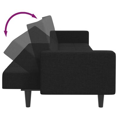 vidaXL 2-Seater Sofa Bed with Footstool Black Fabric