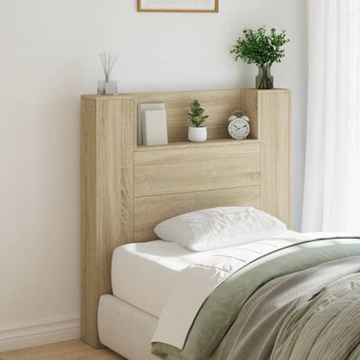 vidaXL Headboard Cabinet with LED Sonoma Oak 100x16.5x103.5 cm