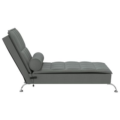 vidaXL Massage Chaise Lounge with Bolster Dark Grey Fabric