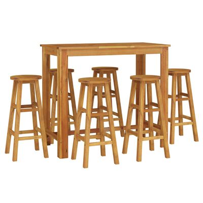 vidaXL 7 Piece Garden Bar Set Solid Wood Acacia