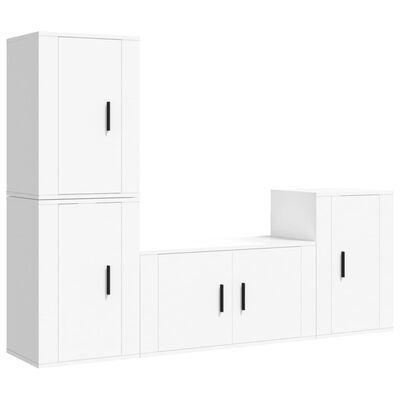 vidaXL 4 Piece TV Cabinet Set White Engineered Wood