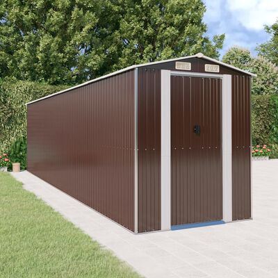 vidaXL Garden Shed Dark Brown 192x772x223 cm Galvanised Steel