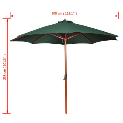 vidaXL Garden Parasol Green 258 cm