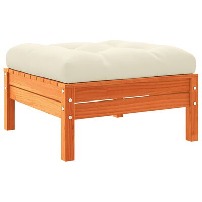 vidaXL Garden Footstool with Cushion Wax Brown Solid Wood Pine