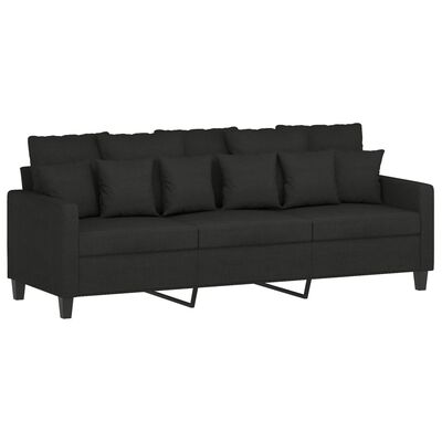 vidaXL 2 Piece Sofa Set with Cushions Black Fabric