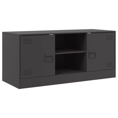 vidaXL TV Cabinet Black 99x39x44 cm Steel