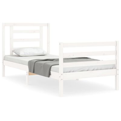 vidaXL Bed Frame without Mattress White Single Solid Wood