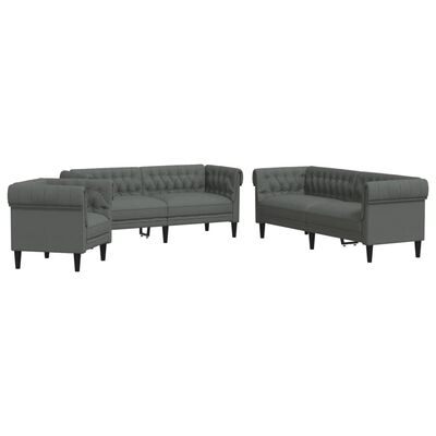 vidaXL 3 Piece Sofa Set Dark Grey Fabric