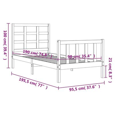 vidaXL Bed Frame without Mattress 90x190 cm Single Solid Wood Pine