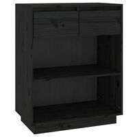 vidaXL Console Cabinet Black 60x34x75 cm Solid Wood Pine