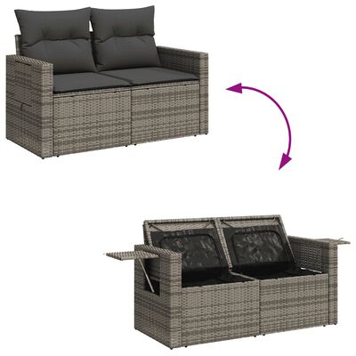 vidaXL 7 Piece Garden Sofa Set with Cushions Grey Poly Rattan