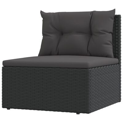 vidaXL 9 Piece Garden Lounge Set with Cushions Black Poly Rattan