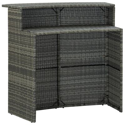 vidaXL 3 Piece Garden Bar Set with Cushions Grey